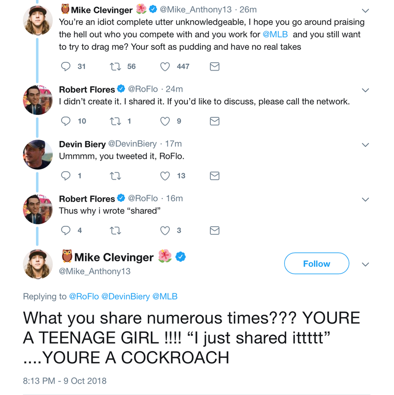 Illustration for article titled Mike Clevinger Is Just Ridiculously Angry At Robert Flores For Sharing A Silly Video